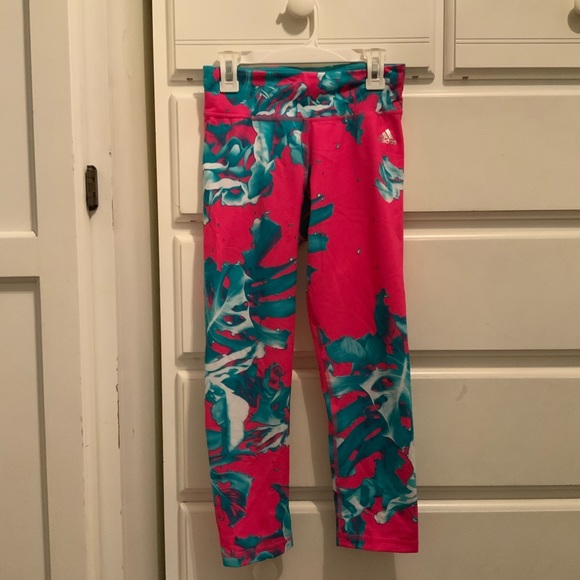 adidas Pink Palm Tree Tights - Picture 2 of 6